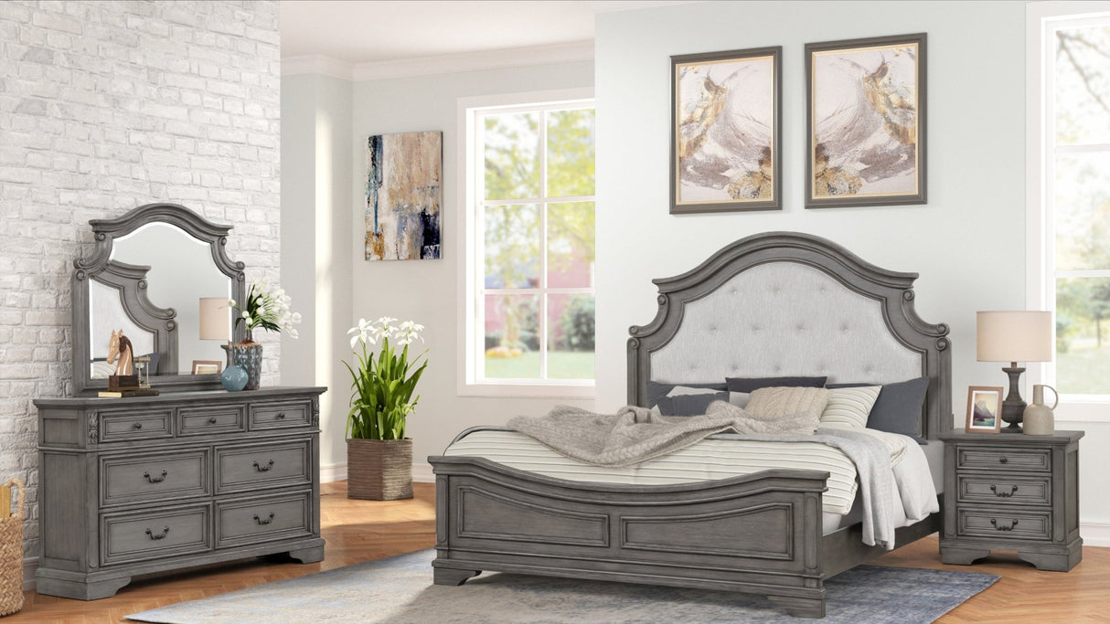 Traditional Style Queen 4 Pc Bedroom Set Made with Wood in Rustic Gray