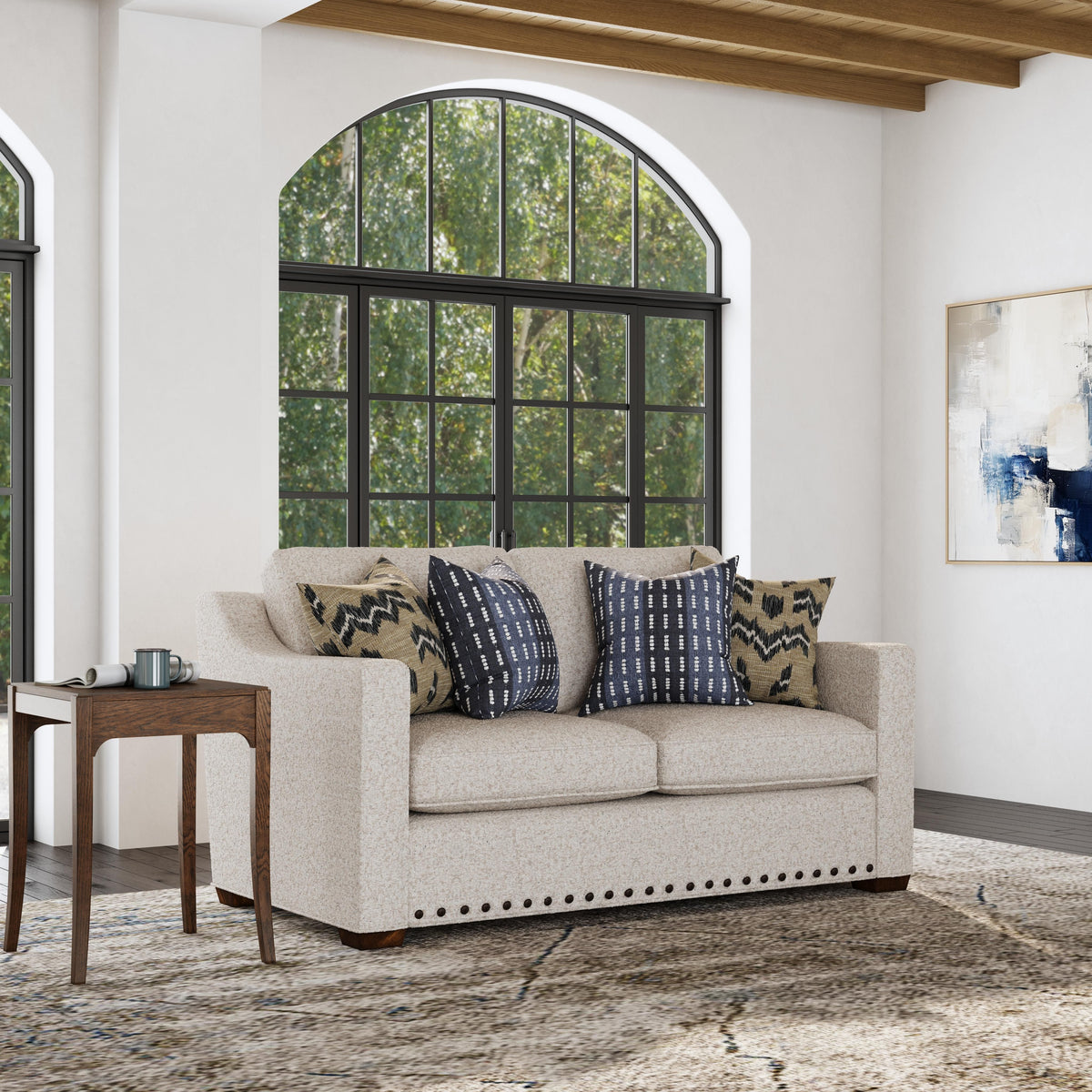 Milo Fabric Loveseat With Nailhead Trim | Flexsteel