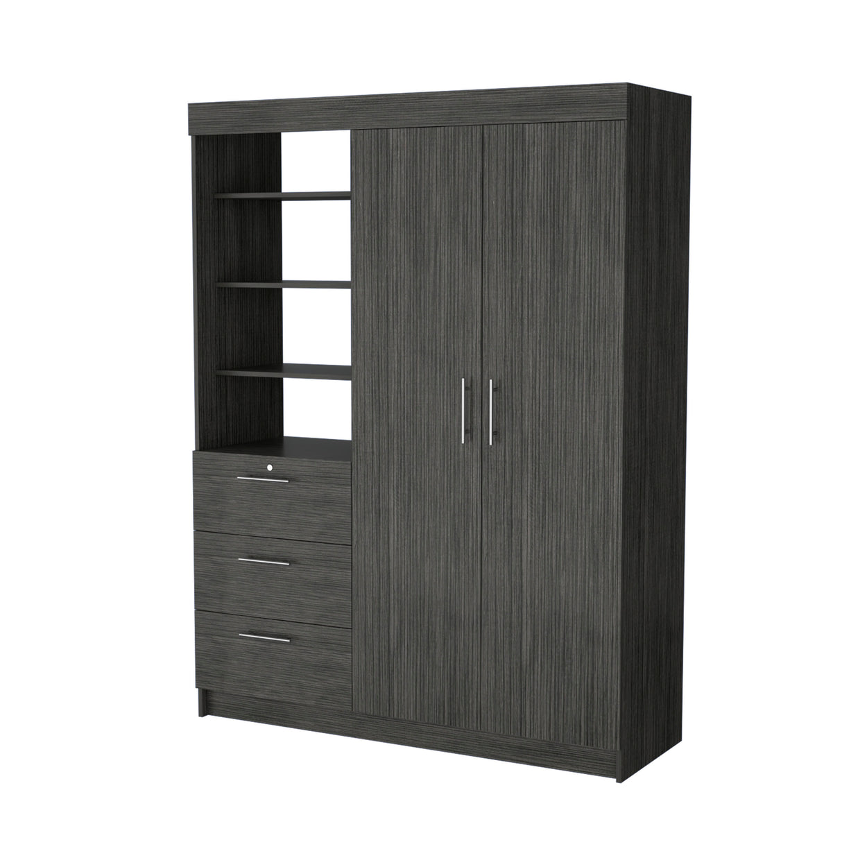 Tempe 3 Drawers Armoire, 3-Tier Shelf, 2-Door - sold by Home Elegance USA