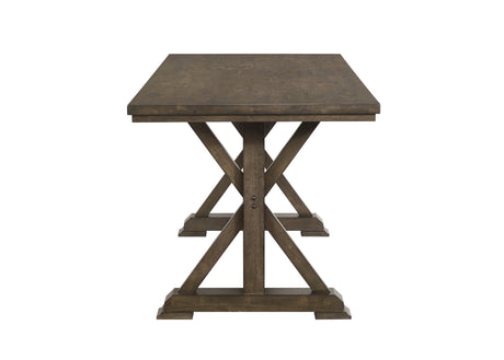 7pc Counter Height Dining Set Beautifully Crafted Dining Table Robust Trestle Base Upholstered Chair Rich Wood Finish Natural Charm Dining Room Furniture Rustic Brown - sold by Home Elegance USA