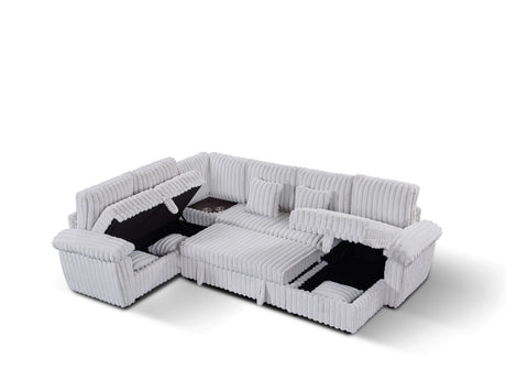 110-inch U-shaped corduroy super soft sectional sofa with storage and pull-out bed, corner coffee table with cup holder and USB port; suitable for living room, comfortable corduroy sectional sofa - sold by Home Elegance USA
