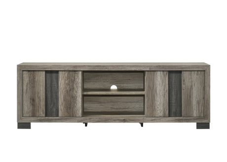 1pc Entertainment Console Rustic Charm Weathered Wood Finish Open Shelf Living Room Furniture - sold by Home Elegance USA