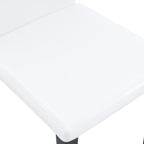 Table and chair set.Modern dining table, tempered glass countertop, and artistic MDF legs.Paried With 6 White PU dining chairs, simple and versatile, comfortable and accompanied. - sold by Home Elegance USA