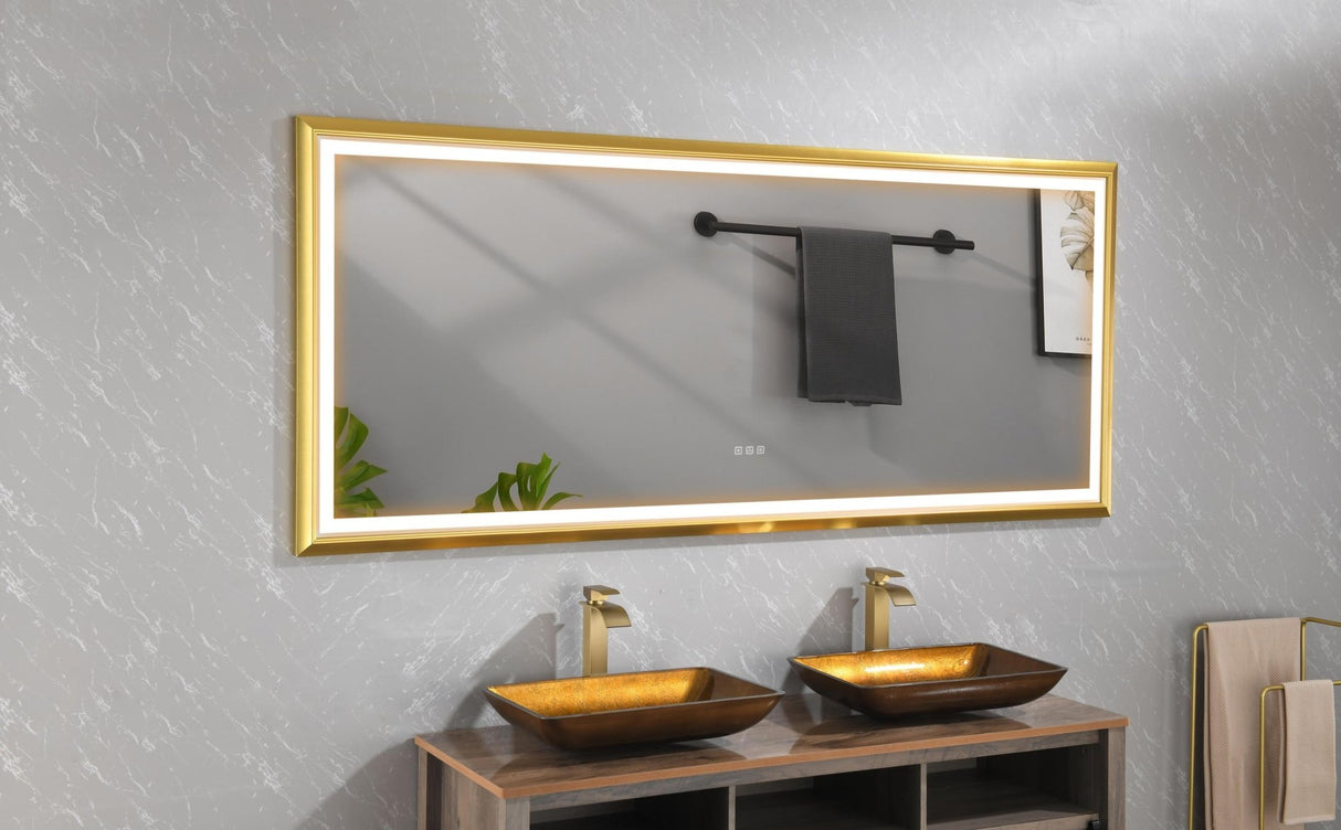 72in. W x 48in. H Oversized Rectangular Black Framed LED Mirror Anti - Fog Dimmable Wall Mount Bathroom Vanity Mirror HD Wall Mirror Kit For Gym And Dance Studio 48X 72Inches With Safety Ba - W127290910 - image - 11