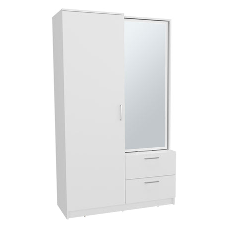 Seville 71' High Mirror Armoire, One Door Cabinet, Two Drawers , Hanging Rod, Rotating Mirror And Shoe Rack, Two Shelves White - sold by Home Elegance USA