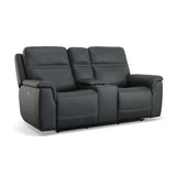 Sawyer Power Recl Loveseat With Console, Power Headrests, Lumbar - Marine | Flexsteel