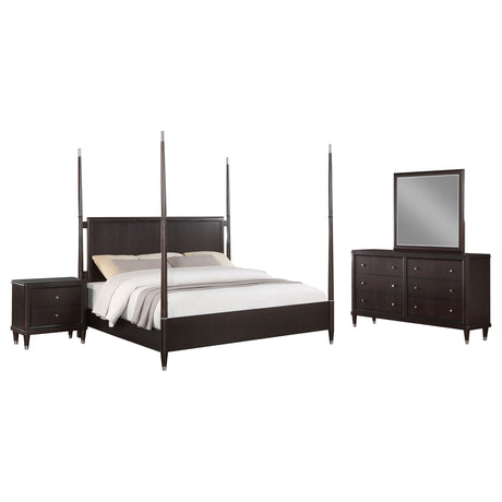 Niguel Brown 4-piece Poster Bedroom Set - sold by Home Elegance USA