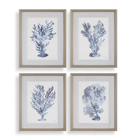 Shibori Coral Framed Prints (Set of 4) - Light Gray by Uttermost - View 1
