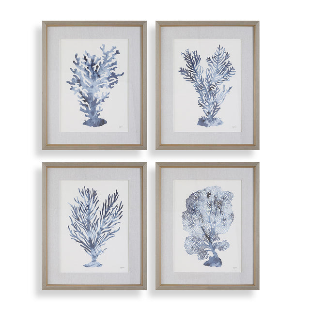 Shibori Coral Framed Prints (Set of 4) - Light Gray by Uttermost - View 1