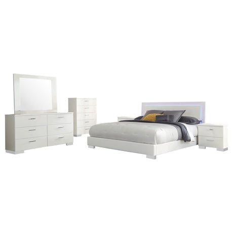 Dulcey White High Gloss 6-piece Eastern King Bedroom Set - sold by Home Elegance USA
