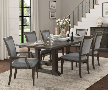 Classic Dining Furniture 7pc Set Extendable Dining Table with 2 Armchairs 4 Side Chairs Driftwood Brown Finish Durable Wooden