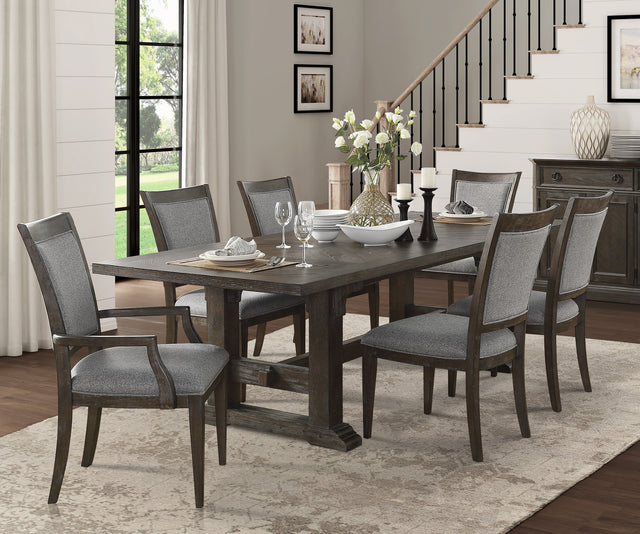 Classic Dining Furniture 7pc Set Extendable Dining Table with 2 Armchairs 4 Side Chairs Driftwood Brown Finish Durable Wooden