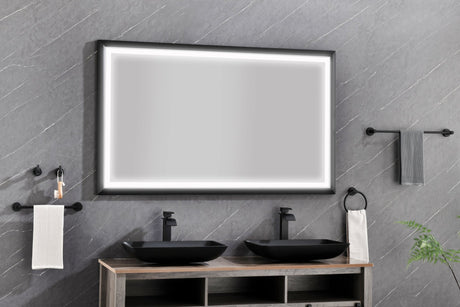 72in. W x 36in. H Oversized Rectangular Black Framed LED Mirror Anti - Fog Dimmable Wall Mount Bathroom Vanity Mirror HD Wall Mirror Kit For Gym And Dance Studio 36X 72Inches With Safety Ba - W127290280 - image - 10