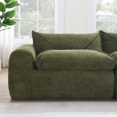 116'' Fully Compressed Sofa with High Density Foam, Integrated Backrest&Seat Cushion, Decorative Edging, Legless Design without Frame, No Assembly Required, Free Combination, Particle Chenille - sold by Home Elegance USA