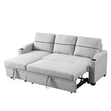 9191 Light gray pull - out storage sofa | Home Elegance USA