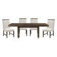 Modern Brown Finish Dining Set 5pcs Extendable Table with 4x Side Chairs Beige Upholstered Comfort Durable Metallic Accent Table Base Wooden Furniture - sold by Home Elegance USA