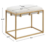 Paradox Small Shearling Bench Gold & White - White / Gold by Uttermost - View 7