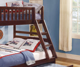 1pc Twin/Full Bunk Bed with Twin Trundle Dark Cherry Finish Wooden Bedroom Furniture - sold by Home Elegance USA