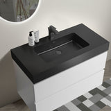 Alice 36" White Bathroom Vanity with Sink, Large Storage Wall Mounted Floating Bathroom Vanity for Modern Bathroom, One - Piece Black Sink Basin without Drain and Faucet - W1865S00024 - Home Elegance USA - 2