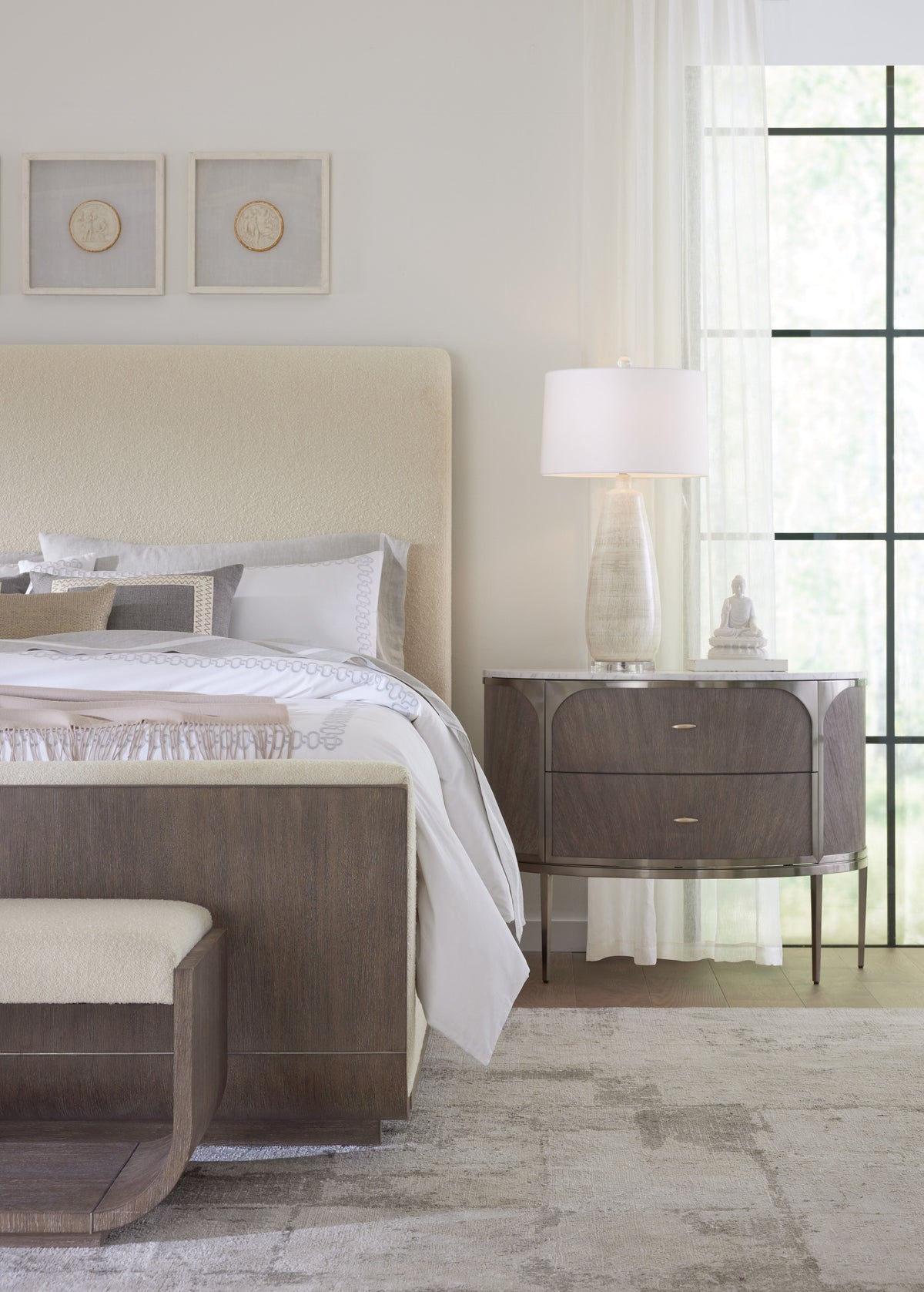 Modern Mood King Upholstered Panel Bed - Dark Brown / Beige by Hooker Furniture - View 5