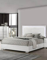 Contemporary White 1pc Queen Size Bed w LED Headboard UV Finish Bedframe Bedroom Furniture