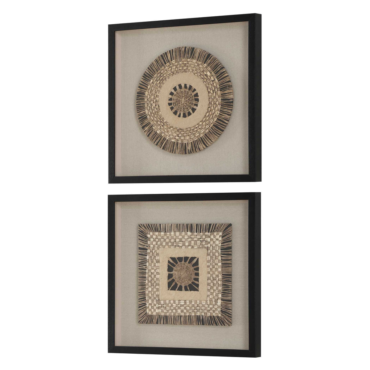 Intertwine Knit Paper Shadow Box (Set of 2) - Light Brown by Uttermost - View 4
