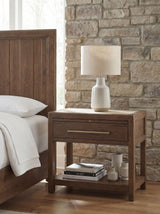 Driftwood One-Drawer Nightstand with Stone Worn Saddle - Dark Brown by Hooker Furniture - View 2
