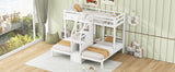 Twin over Twin & Twin Bunk Bed with Built-in Staircase and Storage Drawer,White - sold by Home Elegance USA