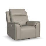 Vernon Power Swivel Gliding Recliner With Power Headrest, Lumbar, Heat & Massage - Dove Gray | Flexsteel