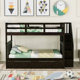 Stairway Full-Over-Full Bunk Bed with Drawer, Storage and Guard Rail for Bedroom, Espresso (OLD SKU: LT100310AAP) - sold by Home Elegance USA