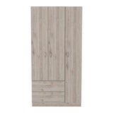 Three Door Armoire Clark, Bedroom, Light Gray - sold by Home Elegance USA