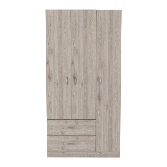 Three Door Armoire Clark, Bedroom, Light Gray - sold by Home Elegance USA