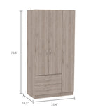 Eureka Three Door Armoire, Two Drawers, Rod - sold by Home Elegance USA