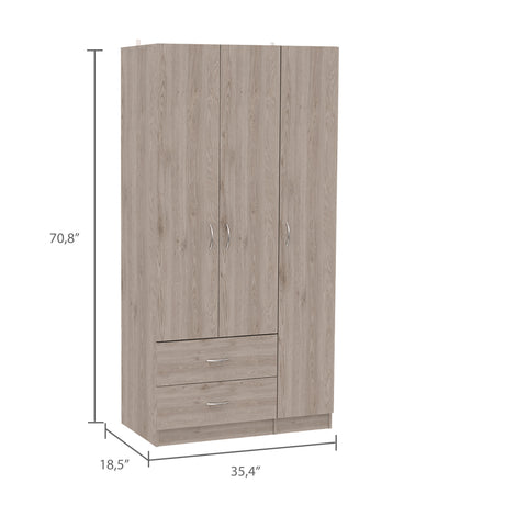 Eureka Three Door Armoire, Two Drawers, Rod - sold by Home Elegance USA