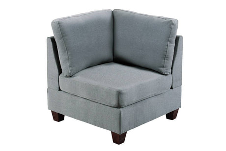 Modular Sectional 6pc Set Living Room Furniture L-Sectional Grey Linen Like Fabric 2x Corner Wedge 2x Armless Chairs and 2x Ottomans - sold by Home Elegance USA
