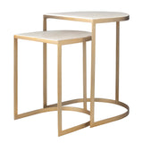 Lindon Travertine Nesting Tables Set - Gold / White by Uttermost - View 4