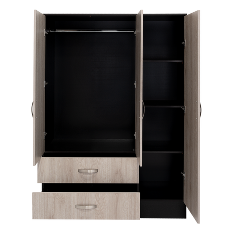 Mirrored Armoire Draggo, Bedroom, Black / Light Gray - sold by Home Elegance USA