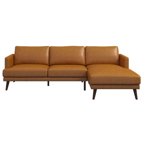Lore  L-Shaped Genuine Leather Sectional In Tan Right Facing - sold by Home Elegance USA
