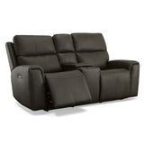 Jarvis Power Reclining Loveseat With Console & Power Headrests - Mica | Flexsteel