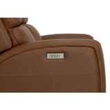 Linden Power Reclining Loveseat With Power Headrests & Lumbar - Caramel | Flexsteel