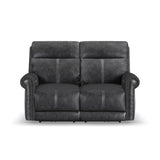 Alexander Power Reclining Loveseat With Power Headrest & Lumbar - Weathered Stone Gray | Flexsteel