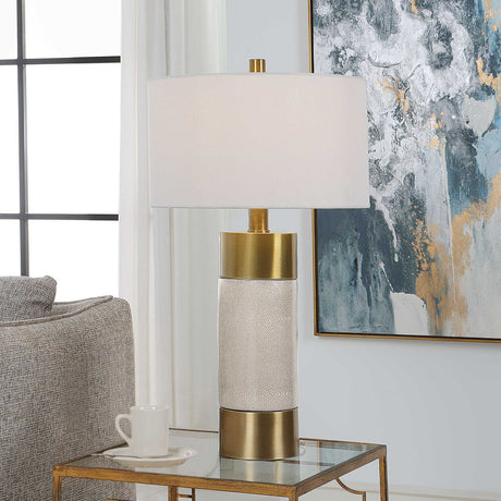Adelia Ivory & Brass Table Lamp - Yellow by Uttermost - View 2