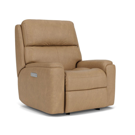 Rio Transitional Leather Power Recliner, Power Headrest | Flexsteel