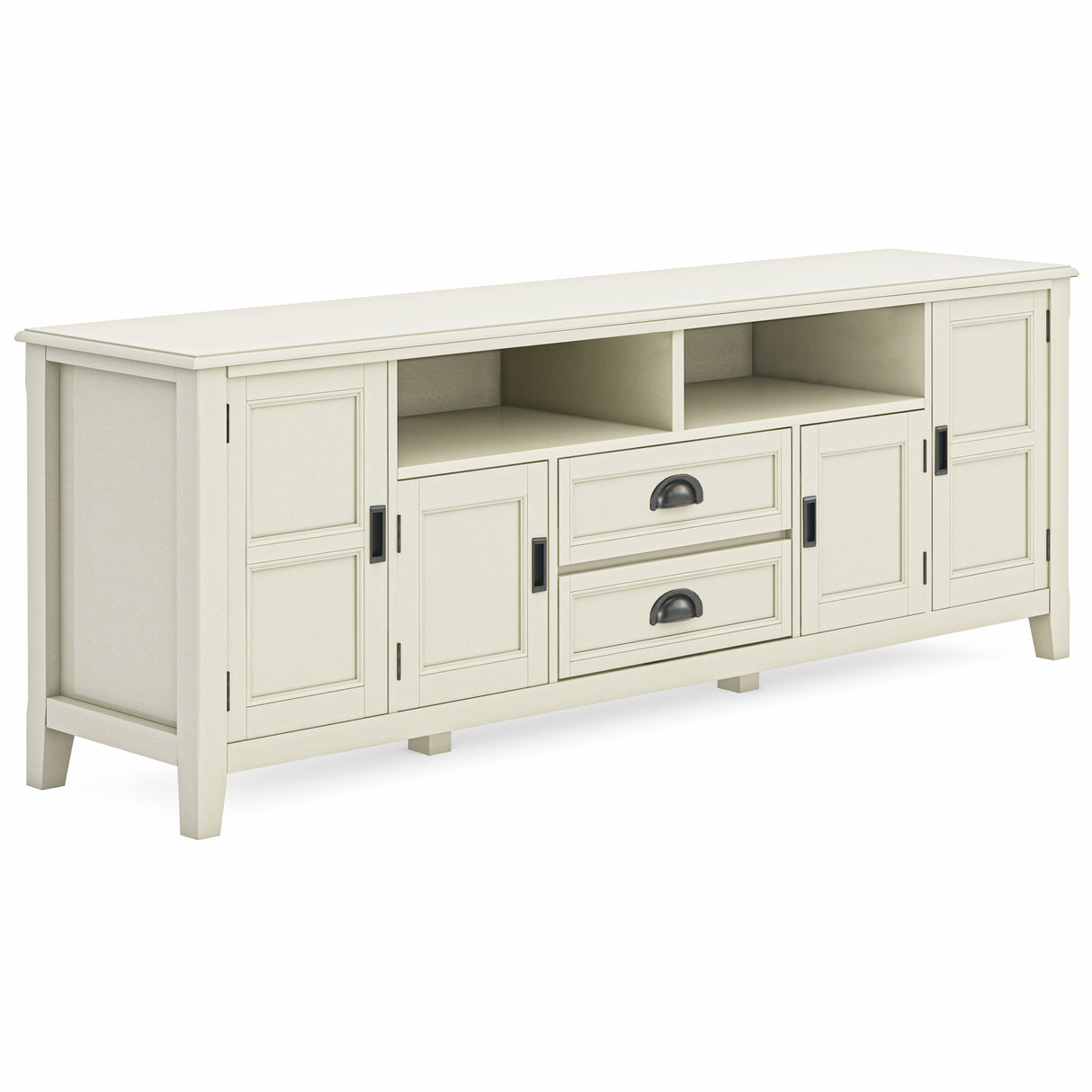 Burlington 72 inch Wide Solid Wood TV Stand in Antique White For TVs up to 80 inches