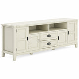 Burlington 72 inch Wide Solid Wood TV Stand in Antique White For TVs up to 80 inches