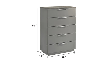 Elara Queen 5-Piece Set – Two-Tone High-Gloss Marble & Lacquer Finish with LED Lighting, Metal-Finished Legs, Spacious Storage- Gray (NJ Inventory) - sold by Home Elegance USA