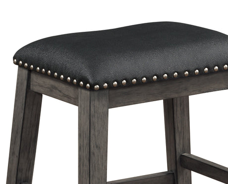 Gray Finish 5pc Counter Height Set Multifunctional Counter Height Table with 4 Stools Black Faux Leather Upholstery Nailhead Trim Dining Room Furniture - sold by Home Elegance USA