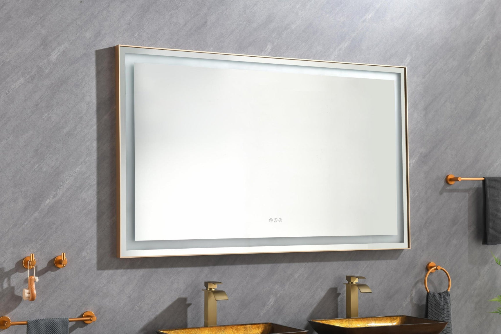 60*36 LED Lighted Bathroom Wall Mounted Mirror with High Lumen+Anti - Fog Separately Control - W1272119870 - image - 4