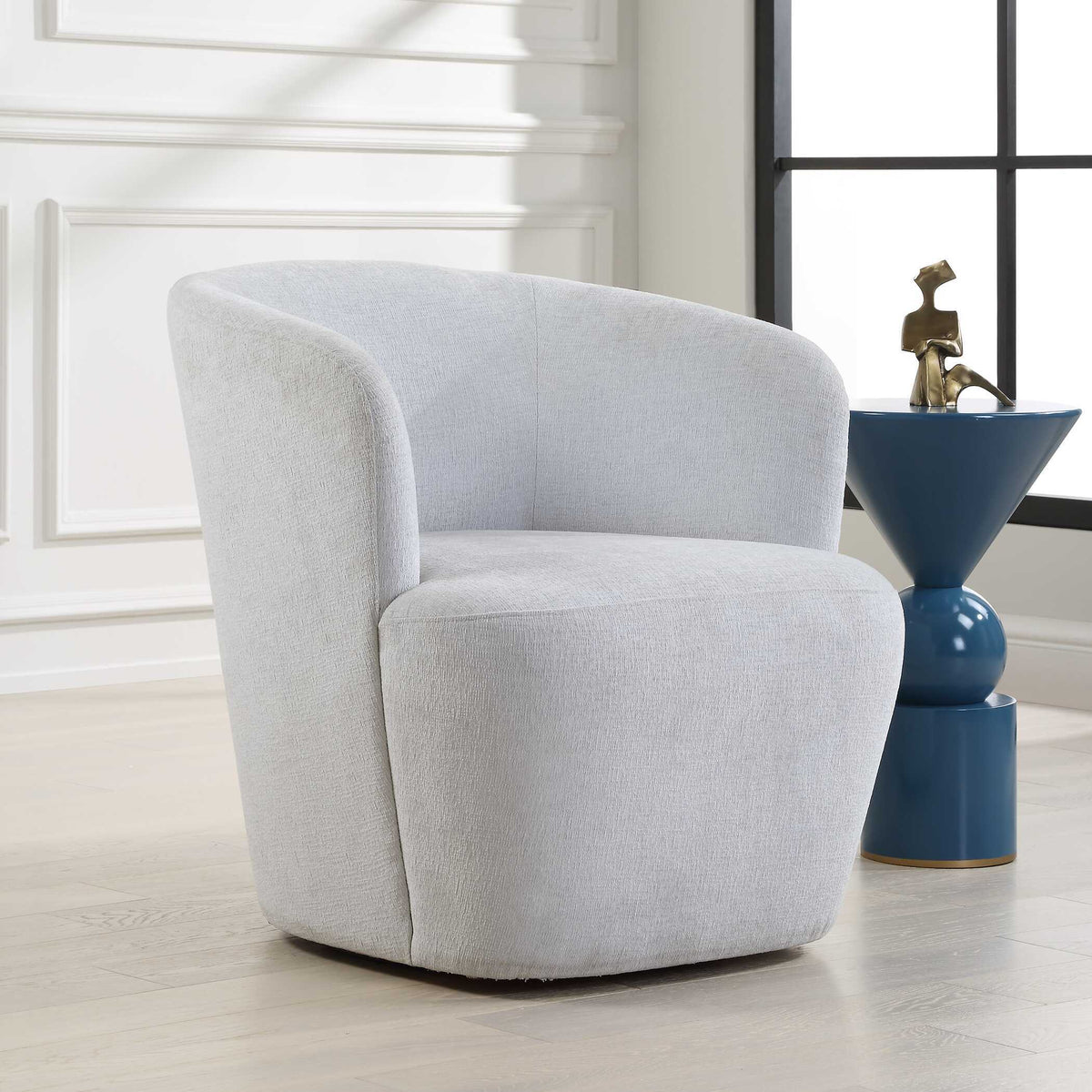Mist Barrel Swivel Chair - Gray by Uttermost - View 3