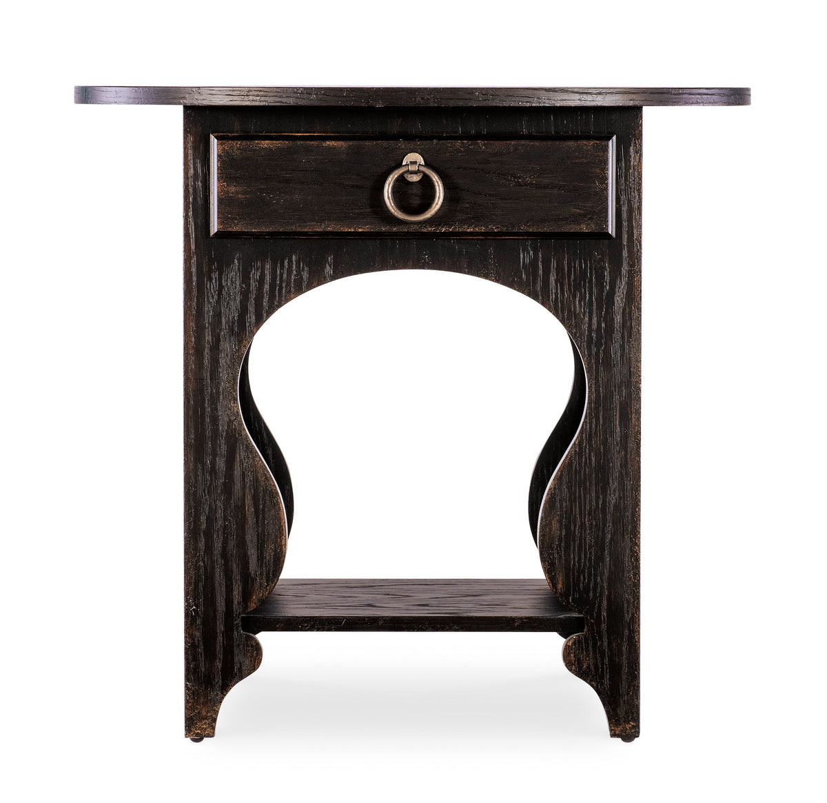 Americana One-Drawer Oval Nightstand - Dark Brown by Hooker Furniture - View 5